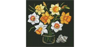 Ideyka AMO7590 Diamond Painting mit Rahmen - Sonnige Narzissen 40 x 40 cm