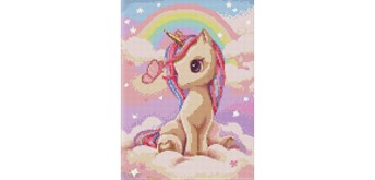 Ideyka AMO7631 Diamond Painting Neugieriges Einhorn 30 x 40 mit Rahmen