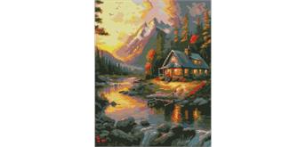 ideyka AMO7728 Diamond Painting - Goldener Sonnenuntergang mit Rahmen 40 x 50 cm