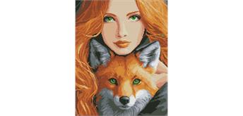 ideyka AMO7779 Diamond Painting - Feuerfuchs mit Rahmen 40 x 50 cm
