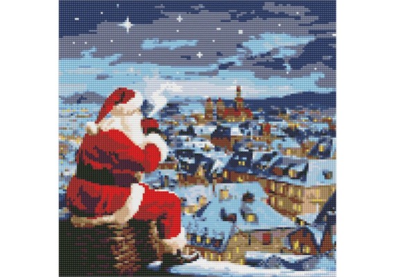 Ideyka AMO7826 Diamond Painting mit Rahmen Weihnachtsnacht mit holografischen Strasssteine