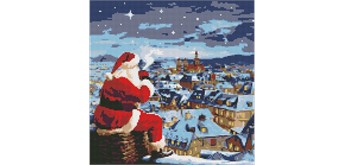 Ideyka AMO7826 Diamond Painting mit Rahmen Weihnachtsnacht mit holografischen Strasssteine