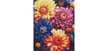 ideyka AMO7842 Diamond Painting - Bunte Dahlien mit Rahmen 40 x 50 cm