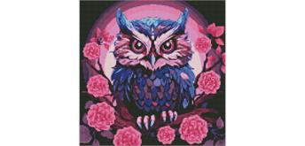 ideyka AMO7849 Diamond Painting - Lila Eule mit Rahmen 40 x 40 cm