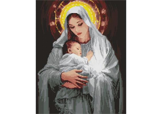 ideyka AMO7972 Diamond Painting - Die Zärtlichkeit einer Mutter mit Rahmen 40 x 50 cm