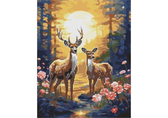 ideyka AMO7997 Diamond Painting - Rentiere mit Rahmen 40 x 50 cm