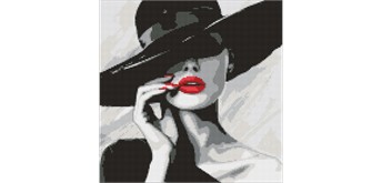 Ideyka AMO8021 Diamond Painting Die Dame mit dem Hut 40 x 40 cm