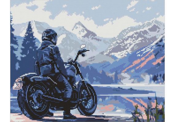 ideyka AMO8037 Diamond Painting - Motorradfahrer mit Rahmen 40 x 50 cm