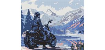 ideyka AMO8037 Diamond Painting - Motorradfahrer mit Rahmen 40 x 50 cm