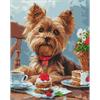 ideyka AMO8042 Diamond Painting - Die Teeparty eines Yorkies mit Rahmen 40 x 50 cm