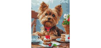 ideyka AMO8042 Diamond Painting - Die Teeparty eines Yorkies mit Rahmen 40 x 50 cm