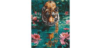 ideyka AMO8045 Diamond Painting - Tiger auf der Jagd mit Rahmen 40 x 50 cm