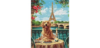 Ideyka AMO8054 Diamond Painting Retriever in Paris 40 x 50 mit Rahmen