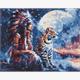 ideyka AMO8068 Diamond Painting - Mädchen mit Leopard mit Rahmen 40 x 50 cm