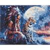 ideyka AMO8068 Diamond Painting - Mädchen mit Leopard mit Rahmen 40 x 50 cm