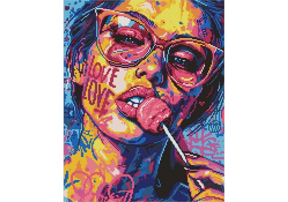 Ideyka AMO8071 Diamond Painting Mädchen mit Bonbon 40 x 50 cm