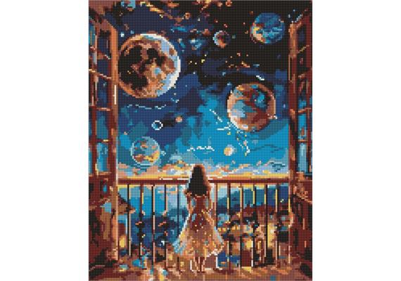 ideyka AMO8077 Diamond Painting - Verträumte Nacht mit Rahmen 40 x 50 cm
