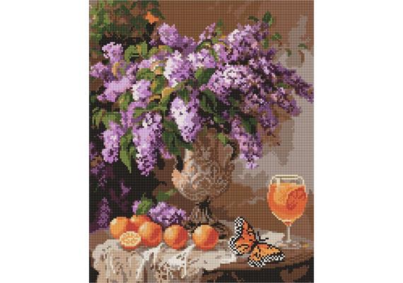 ideyka AMO8125 Diamond Painting - Flieder mit Rahmen 40 x 50 cm