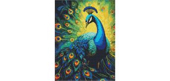 ideyka AMO8142 Diamond Painting - Raffinierter Pfau mit Rahmen 30 x 40 cm