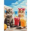 ideyka AMO8145 Diamond Painting - Katzen im Urlaub mit Rahmen 30 x 40 cm