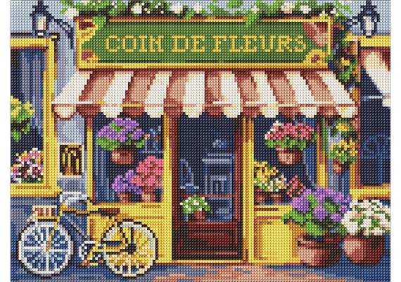 ideyka AMO8149 Diamond Painting - Blumen-Ecke mit Rahmen 30 x 40 cm