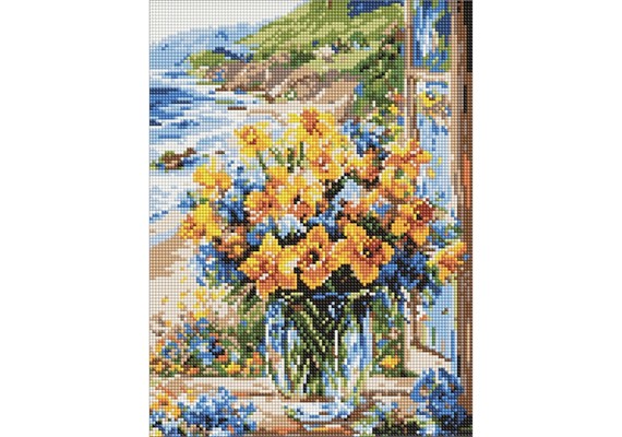 Ideyka AMO8153 Diamond Painting Küstenblumen 30 x 40 mit Rahmen