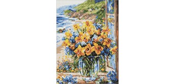 Ideyka AMO8153 Diamond Painting Küstenblumen 30 x 40 mit Rahmen