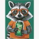 Ideyka AMO8172 Diamond Painting Süsser Waschbär 30 x 40 mit Rahmen