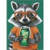 Ideyka AMO8172 Diamond Painting Süsser Waschbär 30 x 40 mit Rahmen