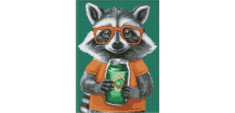 Ideyka AMO8172 Diamond Painting Süsser Waschbär 30 x 40 mit Rahmen