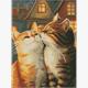 ideyka AMO8173 Diamond Painting - Verliebte Katzen mit Rahmen 30 x 40 cm