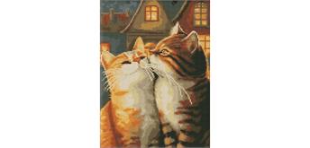 ideyka AMO8173 Diamond Painting - Verliebte Katzen mit Rahmen 30 x 40 cm