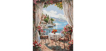 Ideyka AMO8179 Diamond Painting mit Rahmen - Sommerterrasse 40 x 50 cm