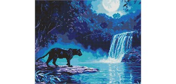 Ideyka AMO8184 Diamond Painting Nächtlicher Räuber 40 x 50 mit Rahmen