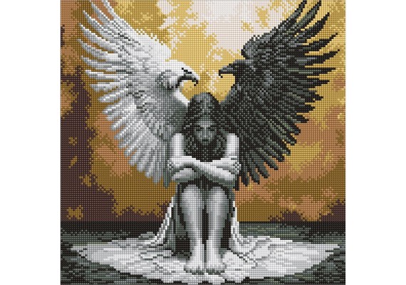 Ideyka AMO8199 Diamond Painting mit Rahmen - Zwei Seiten der Seele 40 x 40 cm