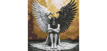 Ideyka AMO8199 Diamond Painting mit Rahmen - Zwei Seiten der Seele 40 x 40 cm