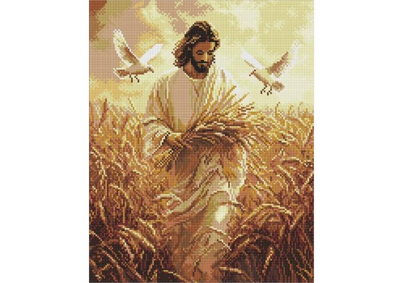 Ideyka AMO8204 Diamond Painting Ernte des Glaubens 40 x 50 mit Rahmen