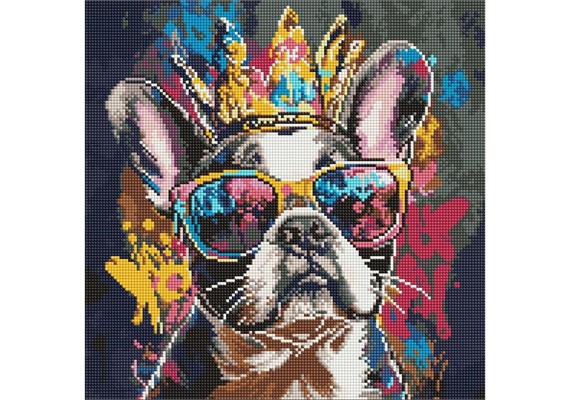 Ideyka AMO8205 Diamond Painting Leuchtender Bulldogge 40 x 40 mit Rahmen