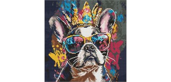Ideyka AMO8205 Diamond Painting Leuchtender Bulldogge 40 x 40 mit Rahmen