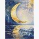 Ideyka AMO8211 Diamond Painting Goldener Mond 30 x 40 mit Rahmen