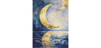 Ideyka AMO8211 Diamond Painting Goldener Mond 30 x 40 mit Rahmen