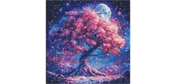 Ideyka AMO8214 Diamond Painting Silhouettenwald 40 x 40 mit Rahmen