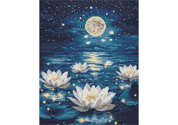 Ideyka AMO8226 Diamond Painting mit Rahmen Lotus im Lichtschein 40 x 50 cm