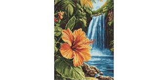 Ideyka AMO8227 Diamond Painting Tropischer Wasserfall 30 x 40 mit Rahmen