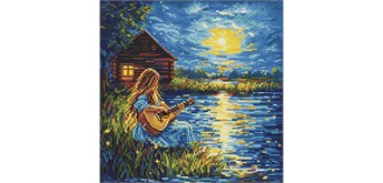 Ideyka AMO8229 Diamond Painting Klänge in der Dunkelheit 40 x 40 mit Rahmen