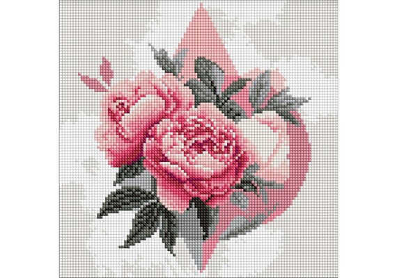 Ideyka AMO8230 Diamond Painting - Geometrische Formen mit Pfingstrosen 30 x 30