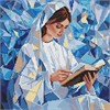 Ideyka AMO8231 Diamond Painting Stilles Lesen 40 x 40 mit Rahmen