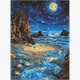 Ideyka AMO8234 Diamond Painting Mondlicht am Meer 30 x 40 mit Rahmen