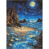 Ideyka AMO8234 Diamond Painting Mondlicht am Meer 30 x 40 mit Rahmen