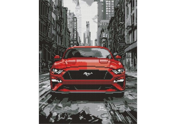 Ideyka AMO8238 Diamond Painting Roter Mustang 40 x 50 mit Rahmen